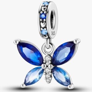 Blue Butterfly charm with CZ and sterling silver fits all Pandoras